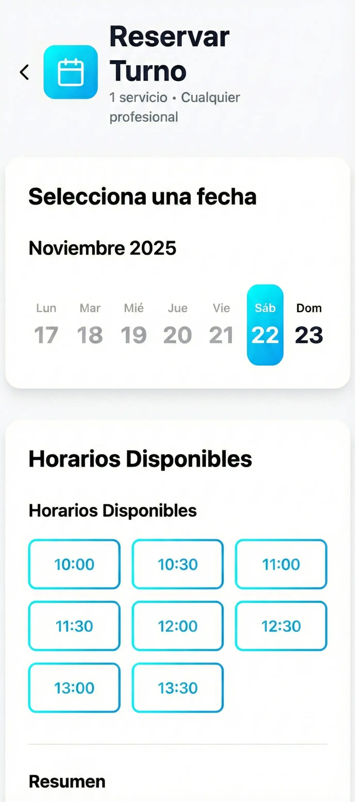 Mobile Booking Interface